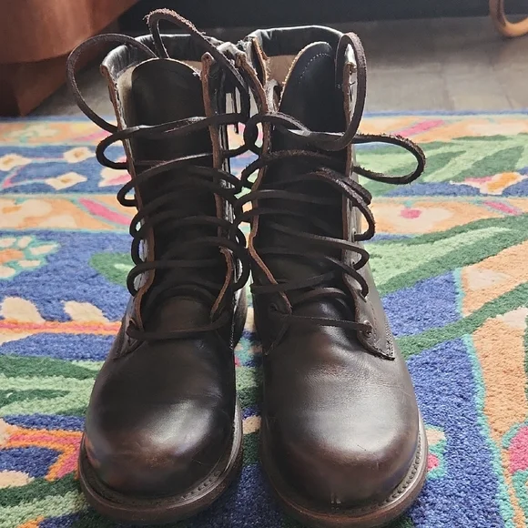 Freebird by Steven Manchester Leather Combat Boots - 7 - Picture 4 of 16